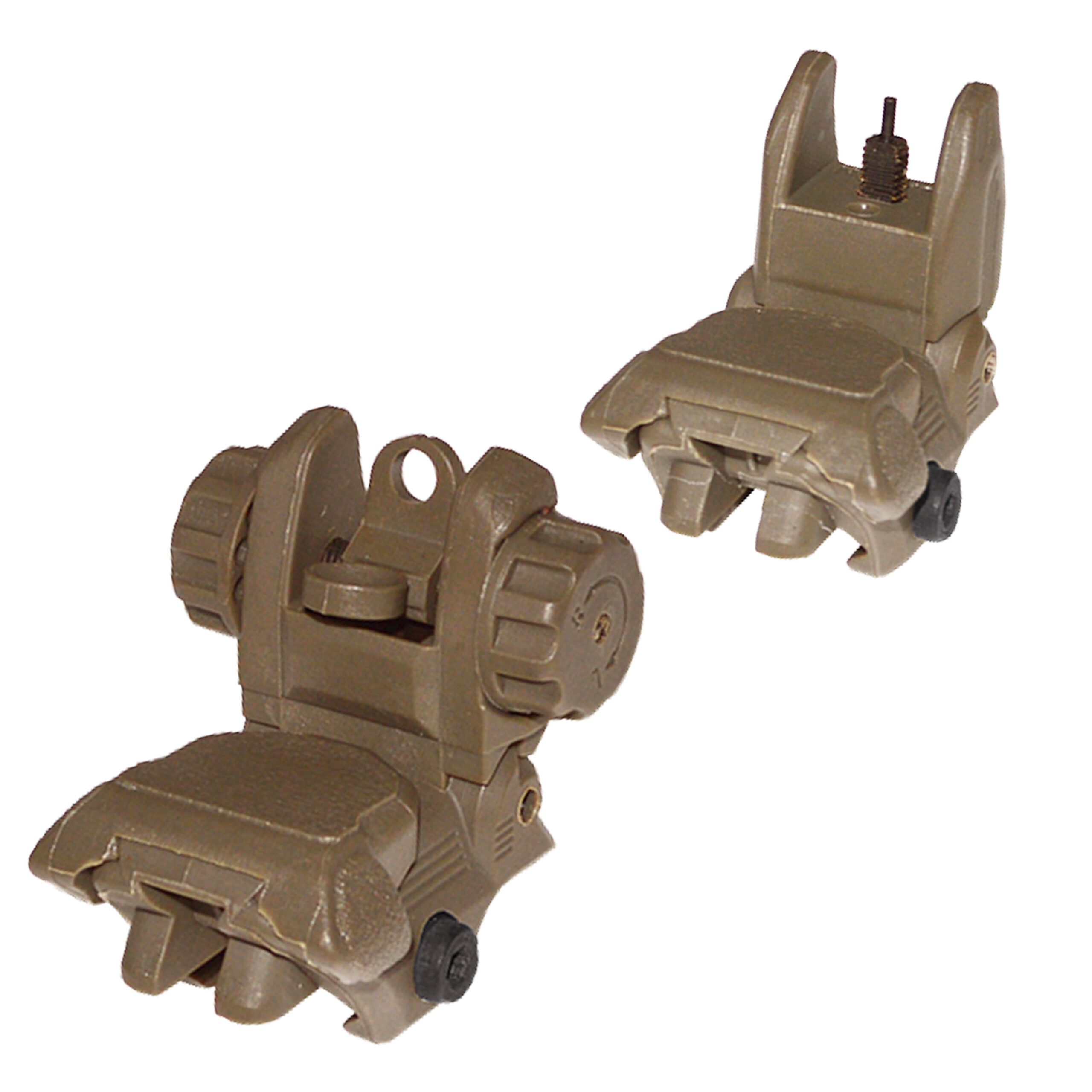 Tactical Low Profile Polymer Front and Rear Rifle Sight Set Foldable Design-Tan, MFLRS02-T