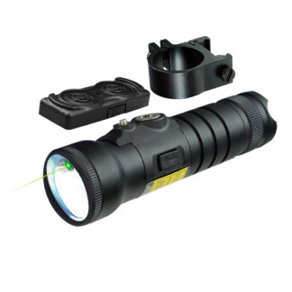 Tactical Rechargeable Flashlight/Green Laser Combo, Complete with Wireless Remote Pressure Switch and Picatinny/Weaver Ring, PL-FLG-22