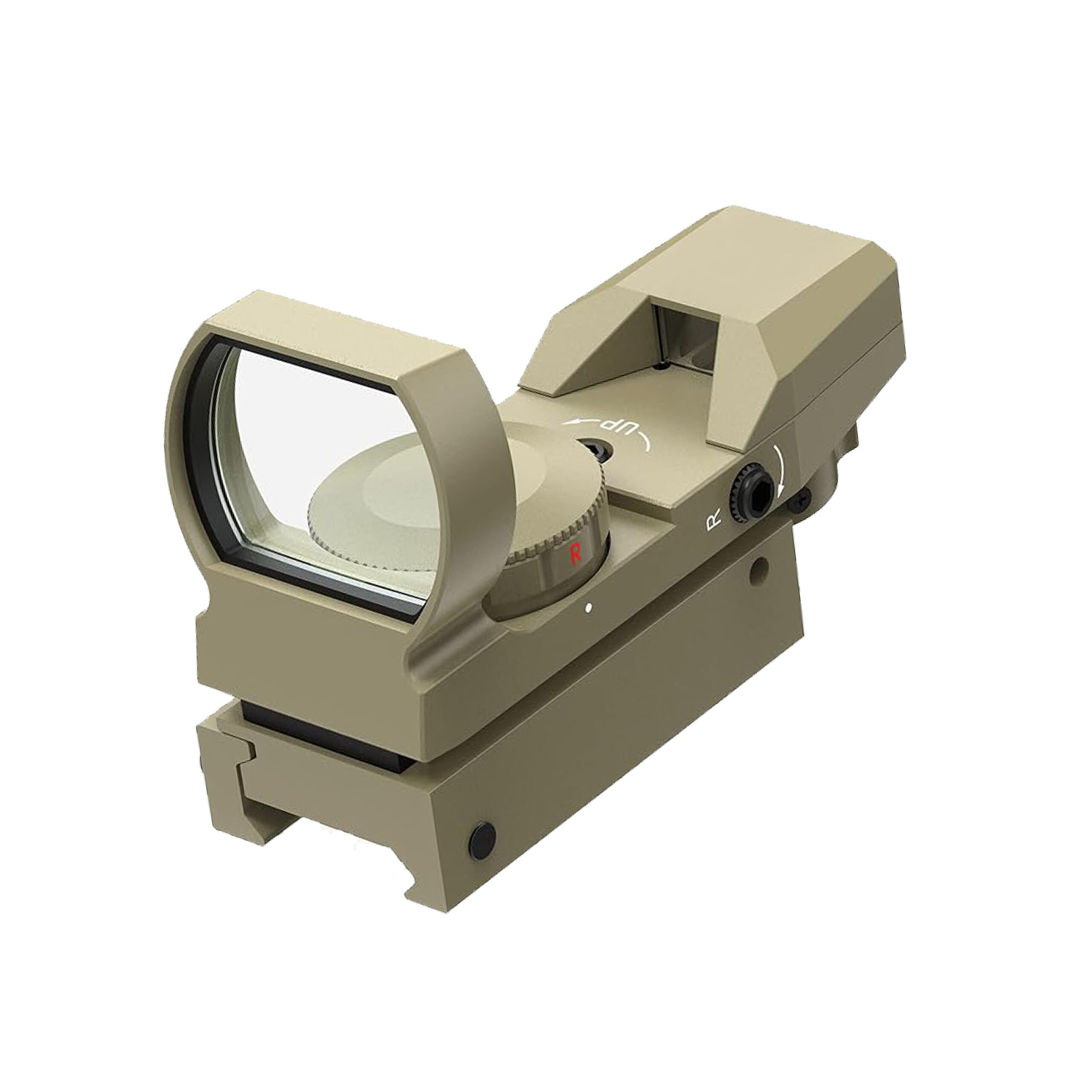 Tactical Red/Green/Blue Open Relflex Sight with 4 Reticles , Picatinny/Weaver Base,TAN, DS401-T