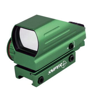 Sniper Tactical Low Profile Red/Green Relflex Dot Sight with 4 Reticles, Push-Button Switches,Green,DS402-G